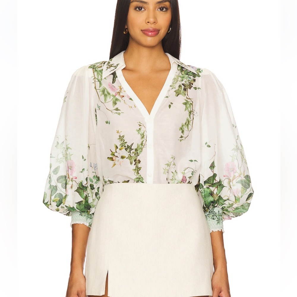 Alice + Olivia Charis Blouse in Ivy Romance, XS